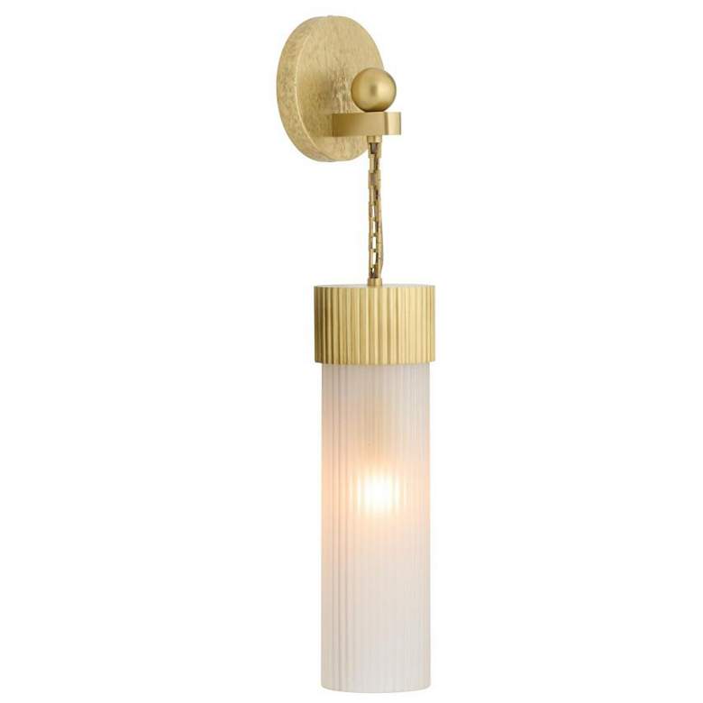 Image 1 Arteriors Jayce Frosted Glass Sconce 22" Antique Brass