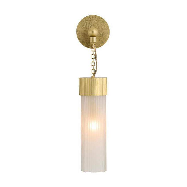Image 3 Arteriors Jayce Frosted Glass Sconce 22" Antique Brass more views