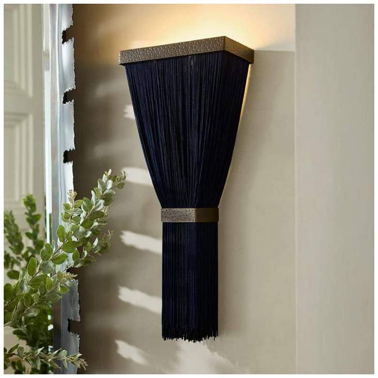 Image 1 Arteriors Jenessa Navy Microfiber Sconce 20" Chattered Brass