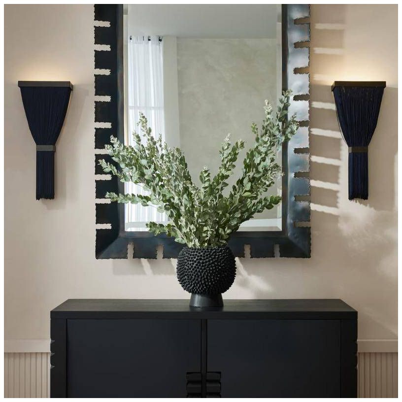 Arteriors Jenessa Navy Microfiber Sconce 20" Chattered Brass