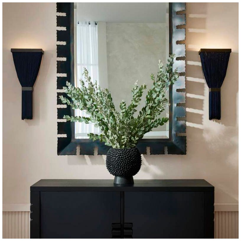 Arteriors Jenessa Navy Microfiber Sconce 20" Chattered Brass