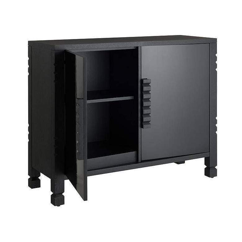 Image 3 Arteriors Jericho Cabinet Ebony Oak Veneer and High-Gloss Black Lacquer more views