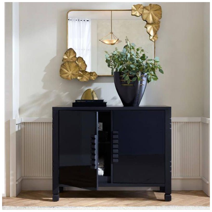 Arteriors Jericho Cabinet Ebony Oak Veneer and High-Gloss Black Lacquer