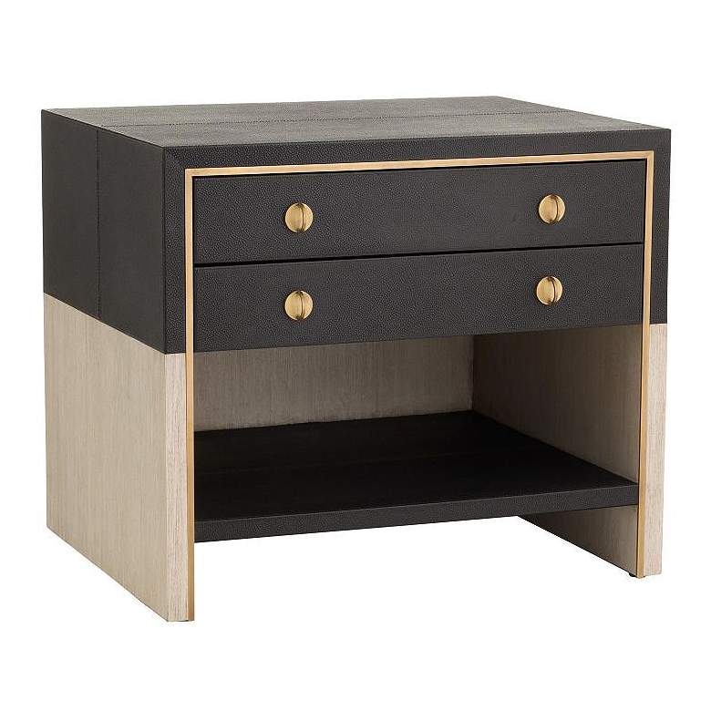 Image 2 Arteriors Joplin Embossed Leather Side Table Black