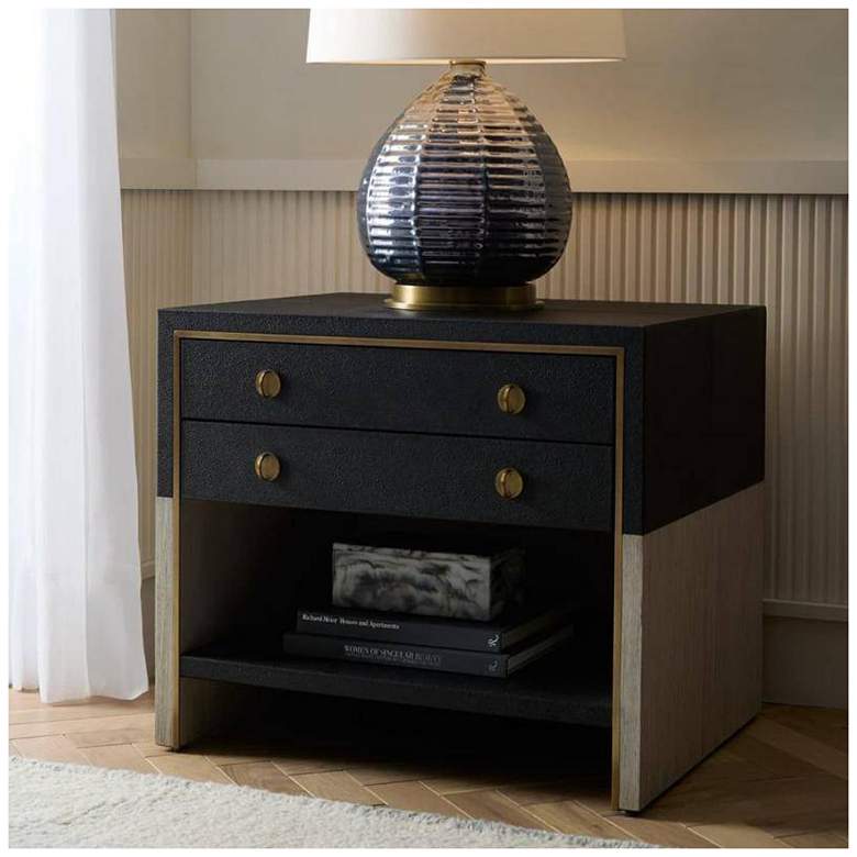 Image 1 Arteriors Joplin Embossed Leather Side Table Black