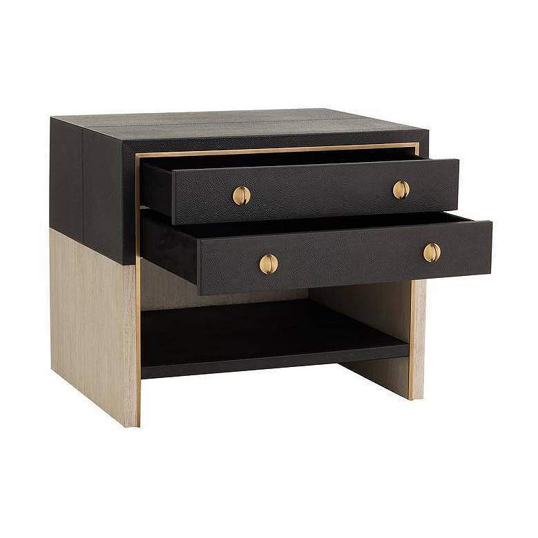 Image 3 Arteriors Joplin Embossed Leather Side Table Black more views
