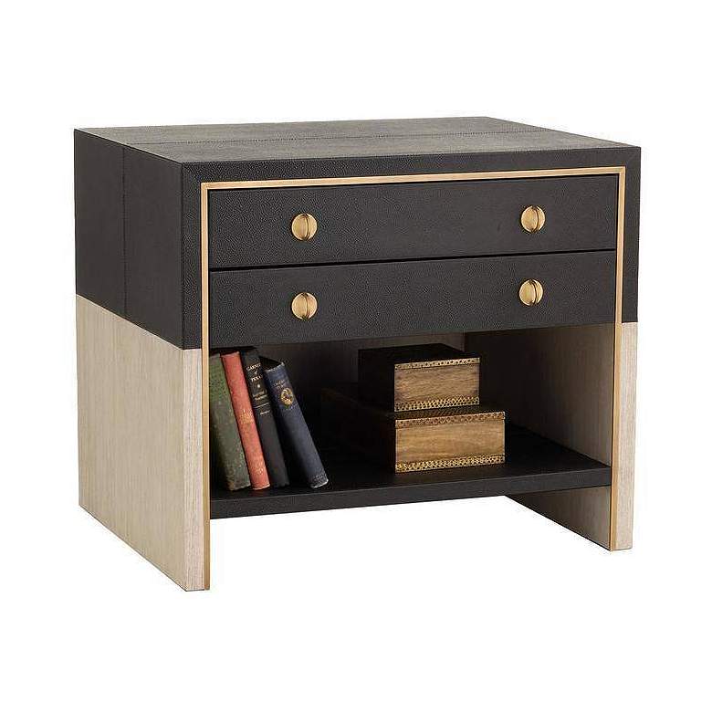 Image 5 Arteriors Joplin Embossed Leather Side Table Black more views