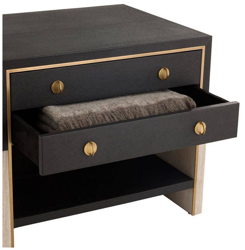 Arteriors Joplin Embossed Leather Side Table Black