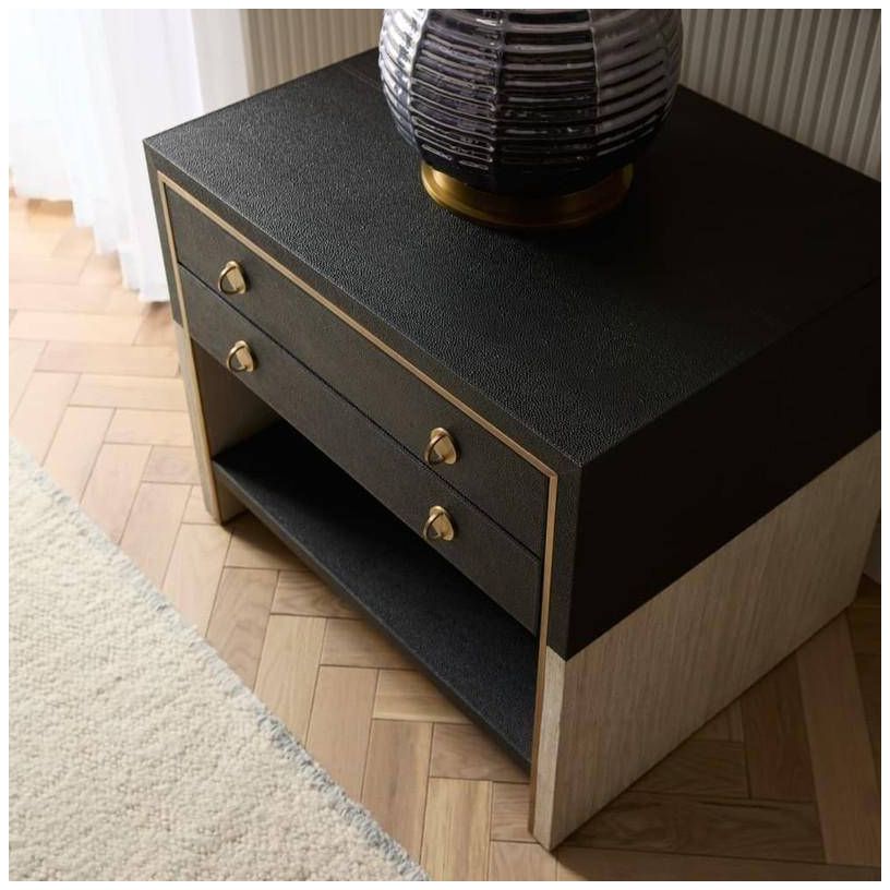 Arteriors Joplin Embossed Leather Side Table Black