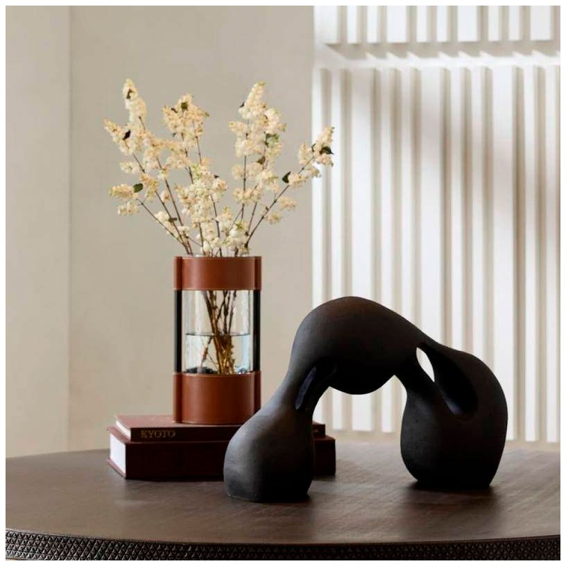 Arteriors Joseph Leather Vases Set of 2 Brown
