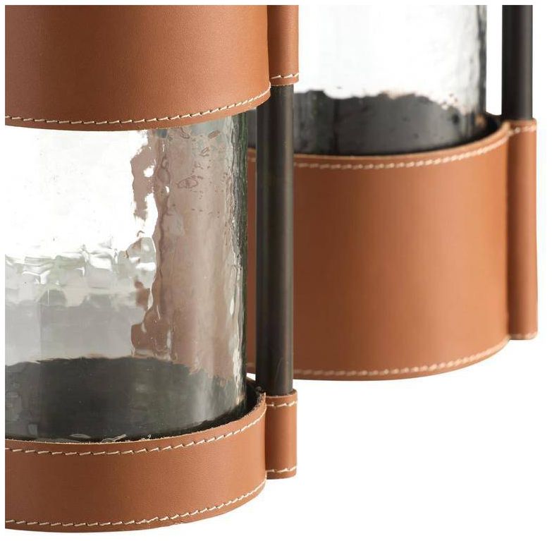 Arteriors Joseph Leather Vases Set of 2 Brown