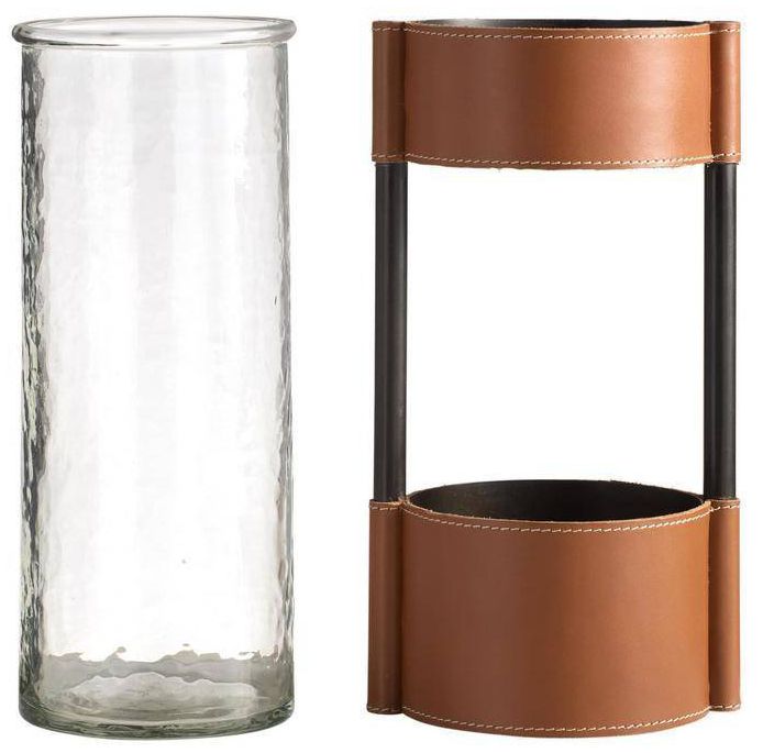 Arteriors Joseph Leather Vases Set of 2 Brown