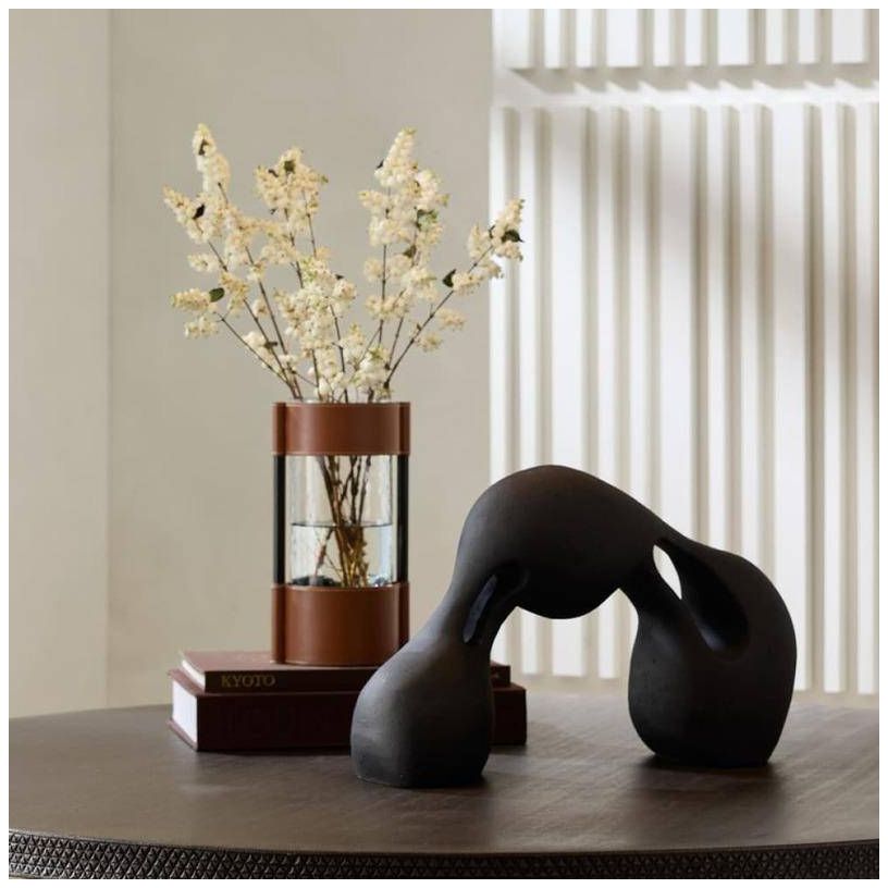 Arteriors Joseph Leather Vases Set of 2 Brown