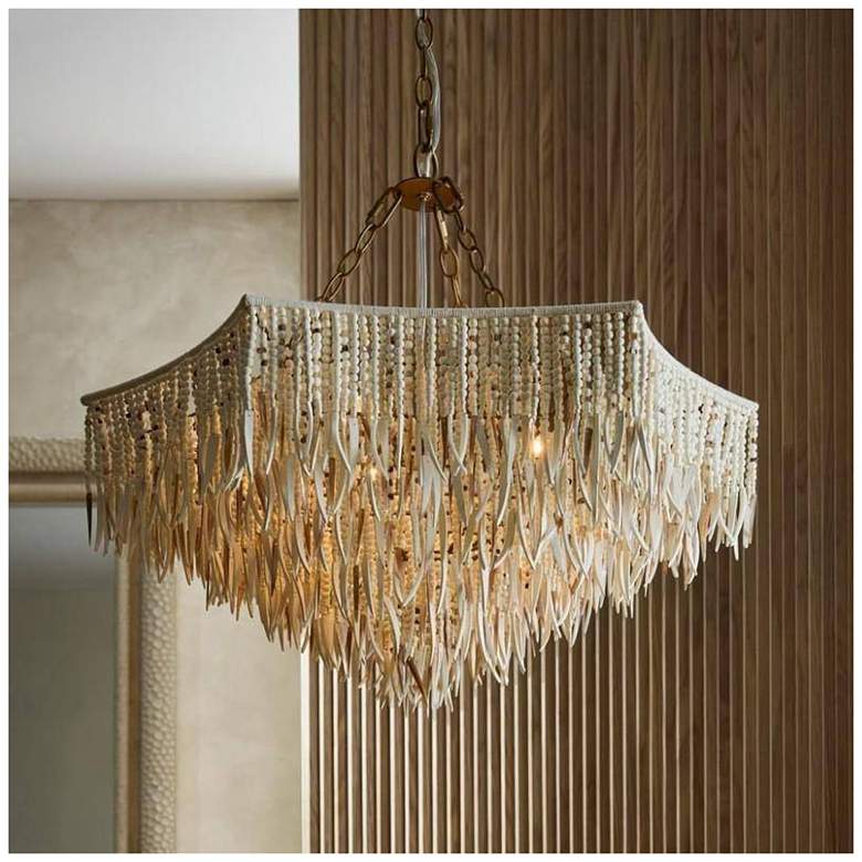 Image 1 Arteriors Josephine Chandelier 30" Mother of Pearl Ivory Coconut Shell