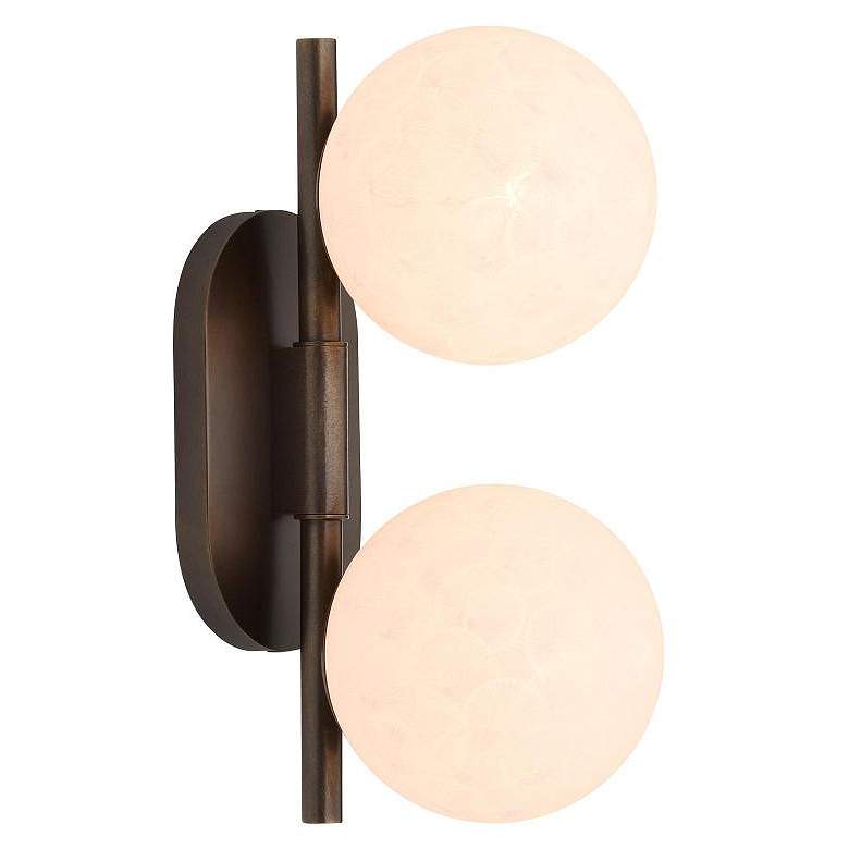 Image 1 Arteriors Julie Matte White Textured Glass Sconce 14" English Bronze