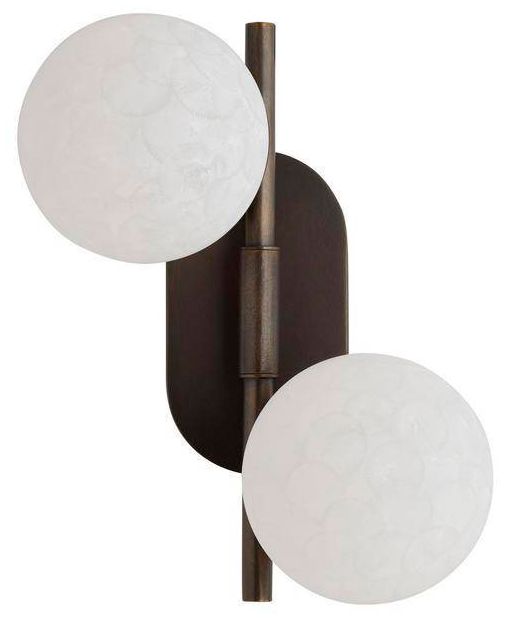 Image 3 Arteriors Julie Matte White Textured Glass Sconce 14" English Bronze more views