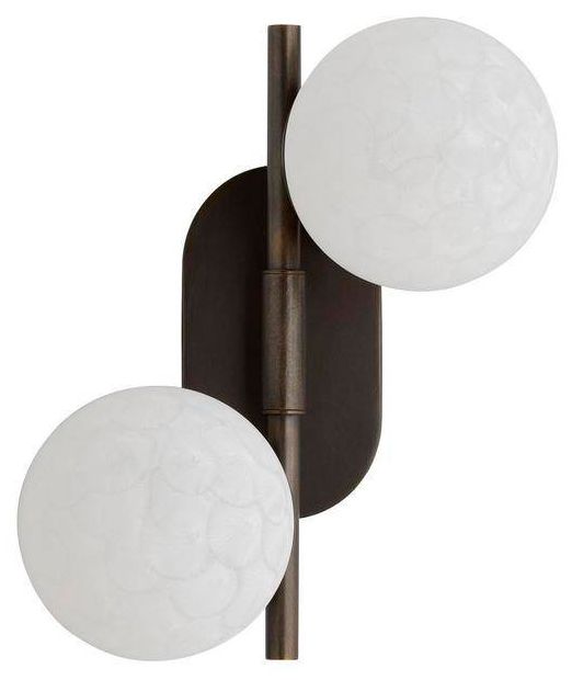 Image 4 Arteriors Julie Matte White Textured Glass Sconce 14" English Bronze more views