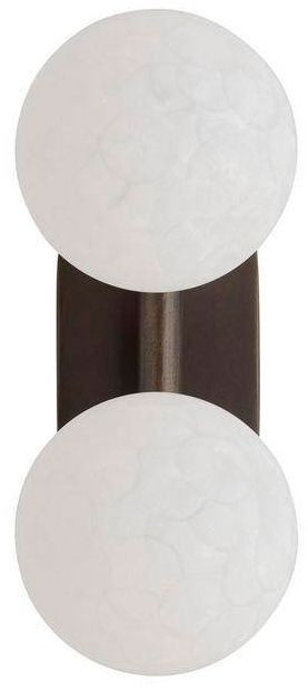 Image 5 Arteriors Julie Matte White Textured Glass Sconce 14" English Bronze more views