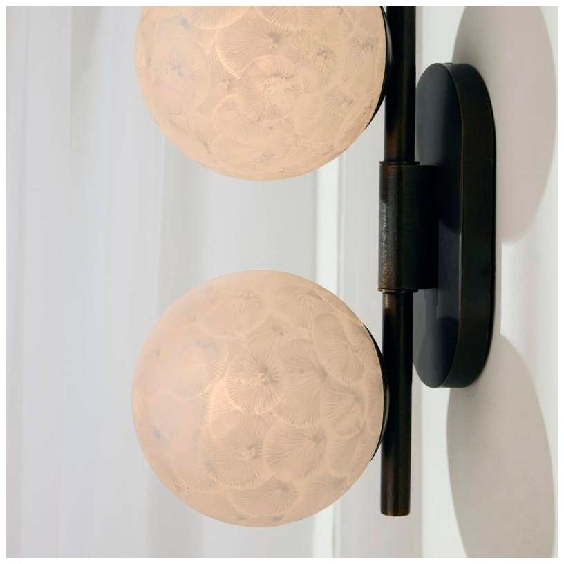 Arteriors Julie Matte White Textured Glass Sconce 14" English Bronze