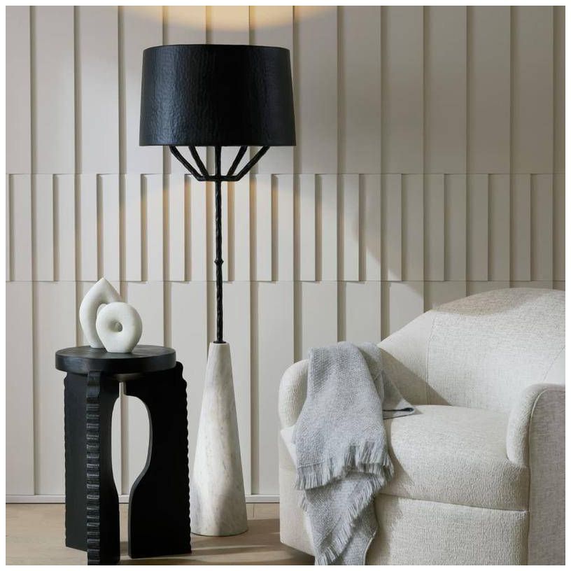 Arteriors Juneau Iron Floor Lamp White Marble