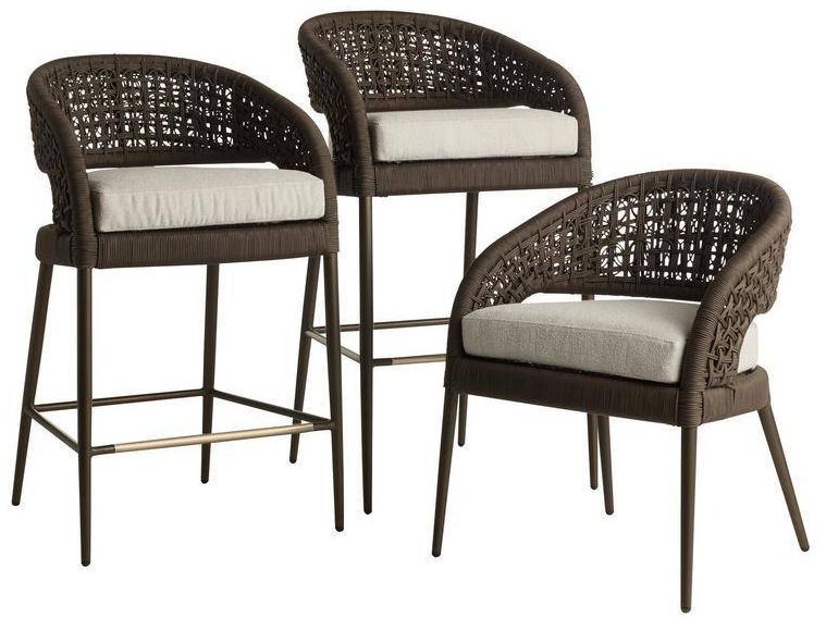 Arteriors Juri Outdoor Dining Chair Charcoal Brown Synthetic Rope