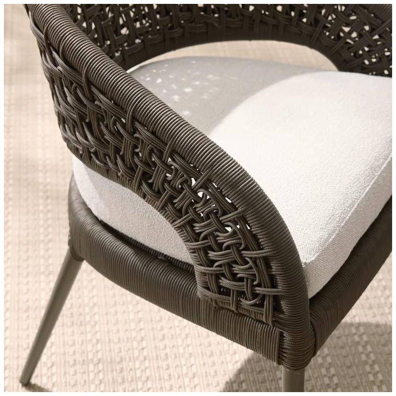 Arteriors Juri Outdoor Dining Chair Charcoal Brown Synthetic Rope