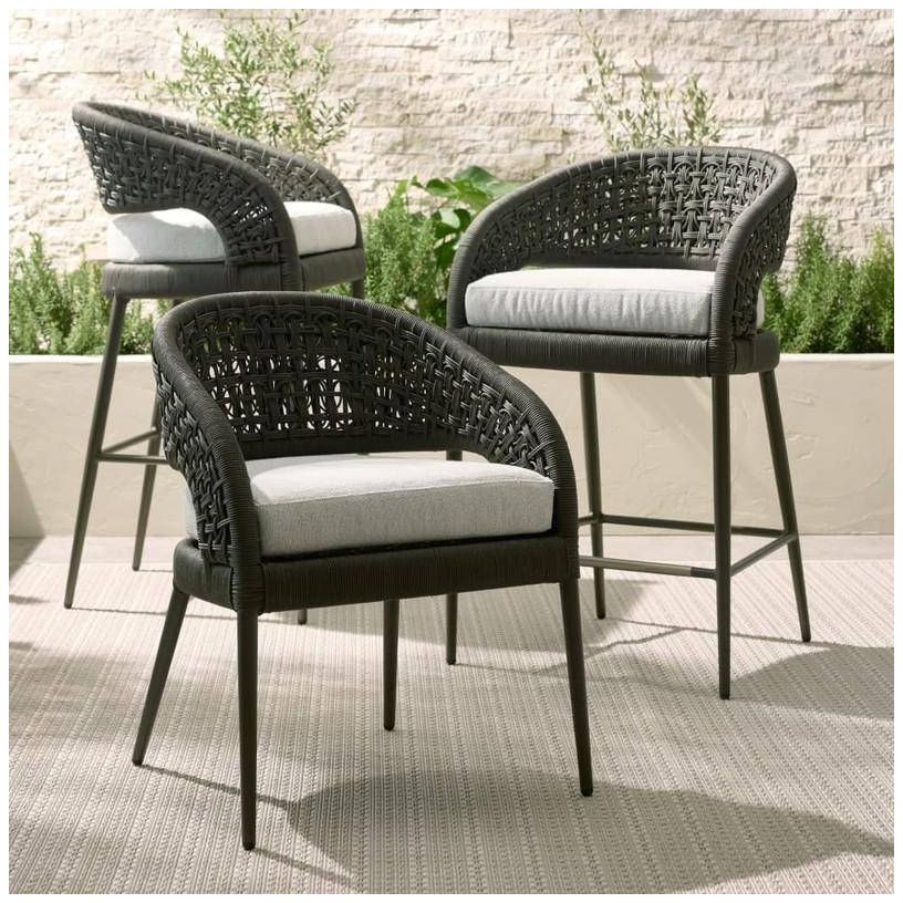 Arteriors Juri Outdoor Dining Chair Charcoal Brown Synthetic Rope
