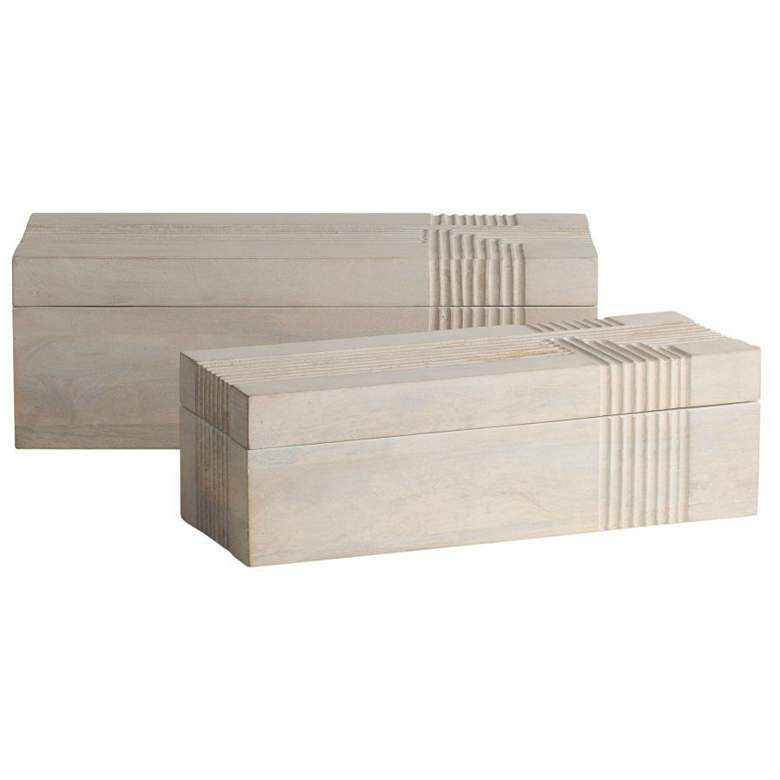 Image 1 Arteriors Kamira Wood Boxes Set of 2 Whitewash
