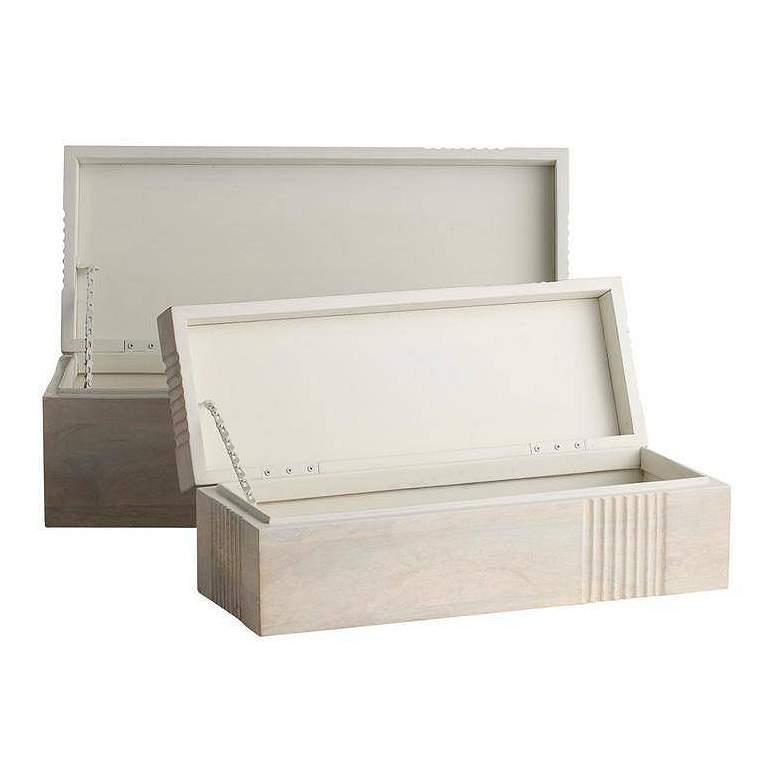 Image 4 Arteriors Kamira Wood Boxes Set of 2 Whitewash more views