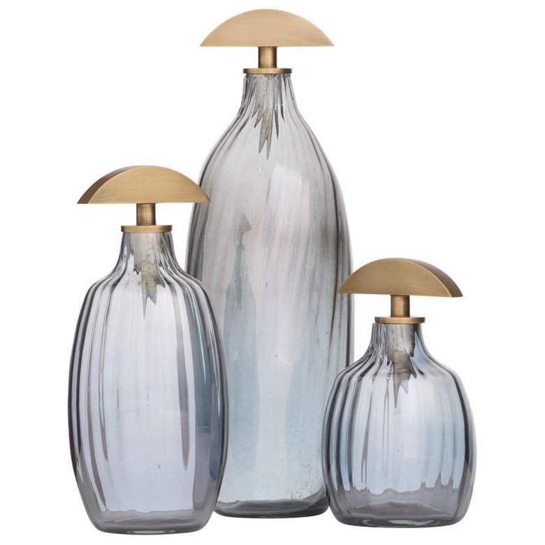 Image 1 Arteriors Karis Glass Decanters Set of 3 Blue Smoke Luster