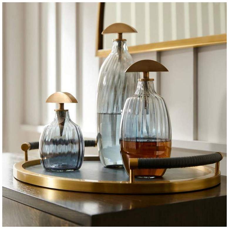 Image 1 Arteriors Karis Glass Decanters Set of 3 Blue Smoke Luster