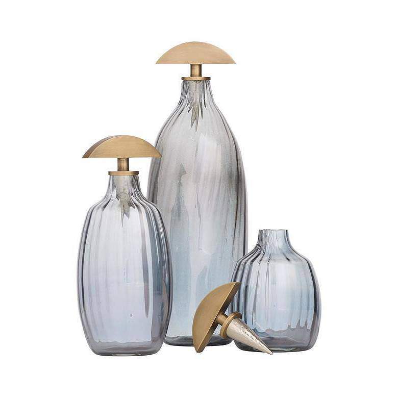 Image 3 Arteriors Karis Glass Decanters Set of 3 Blue Smoke Luster more views
