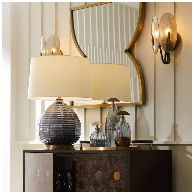 Arteriors Karis Glass Decanters Set of 3 Blue Smoke Luster