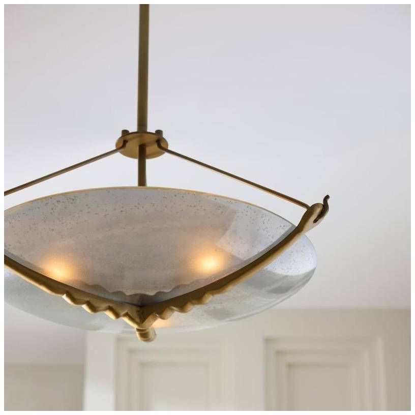 Arteriors Karlsen Frosted Glass Semi Flush 23" Antique Brass