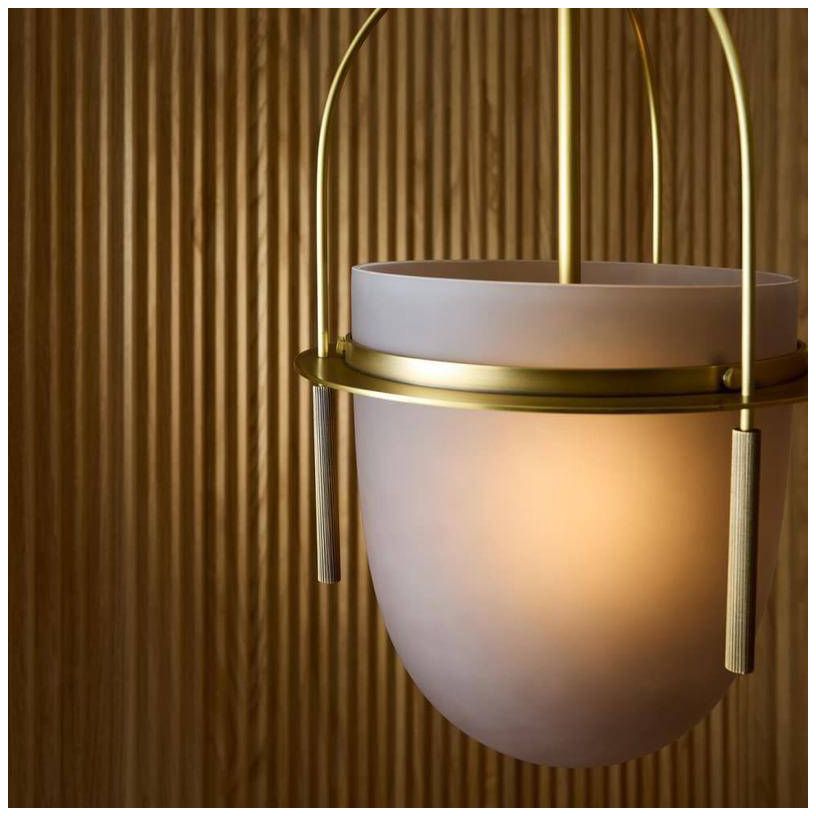 Arteriors Kathleen Frosted Smoke Glass Pendant 13" Antique Brass