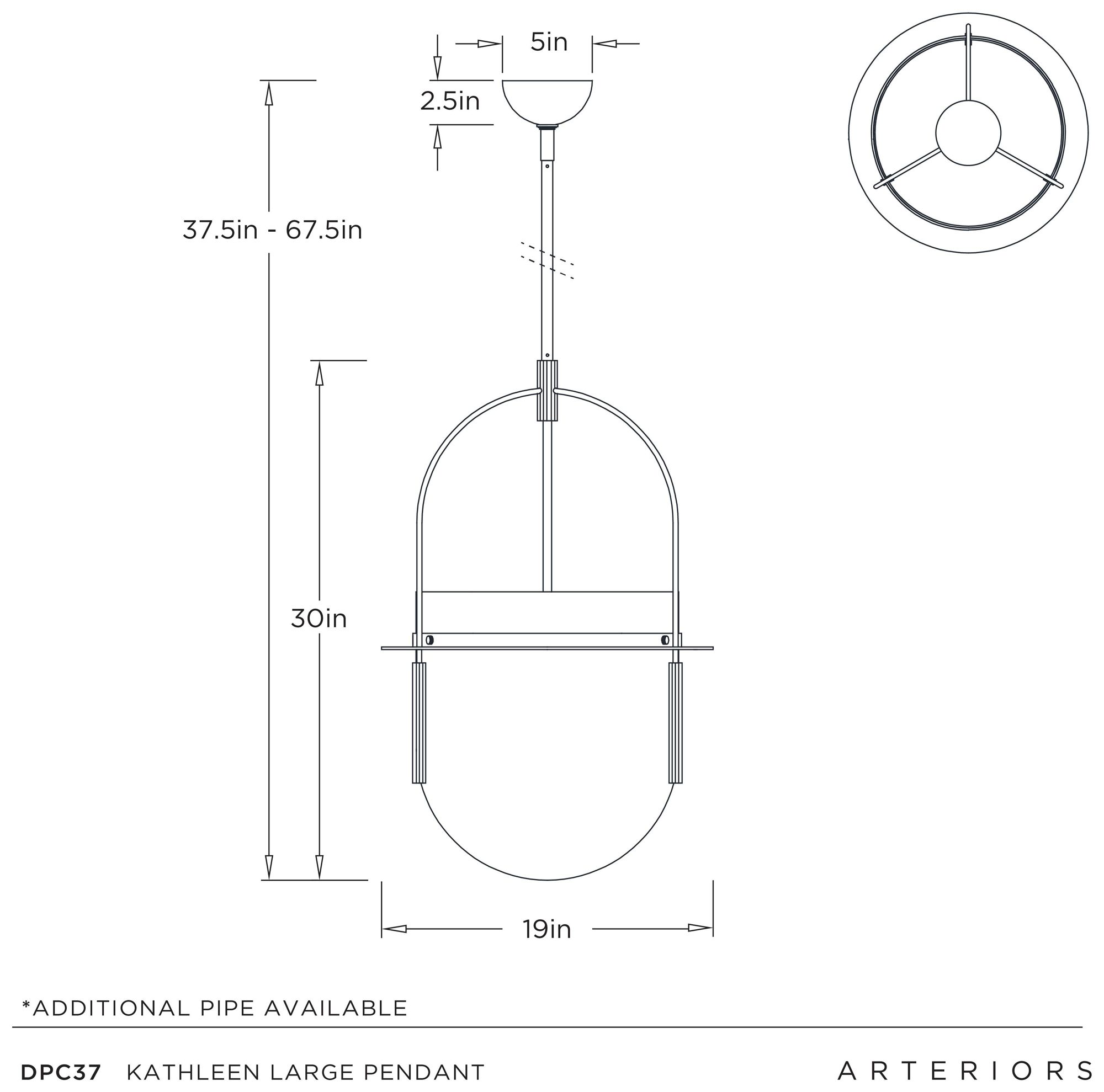 Arteriors Kathleen Large Pendant 19" Frosted Smoke