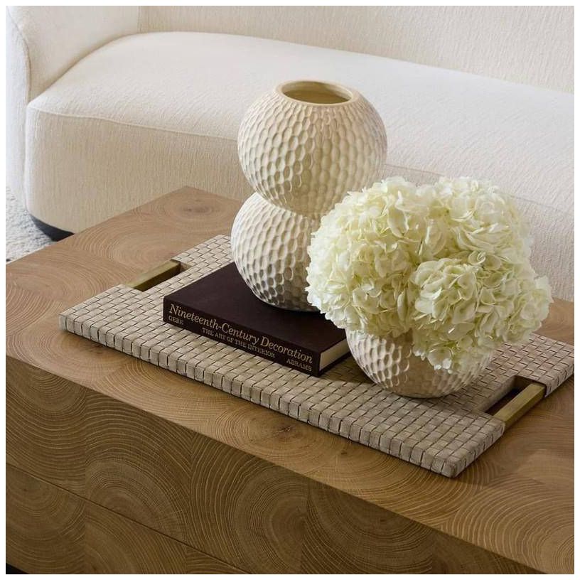 Arteriors Kellen Leather Tray Taupe