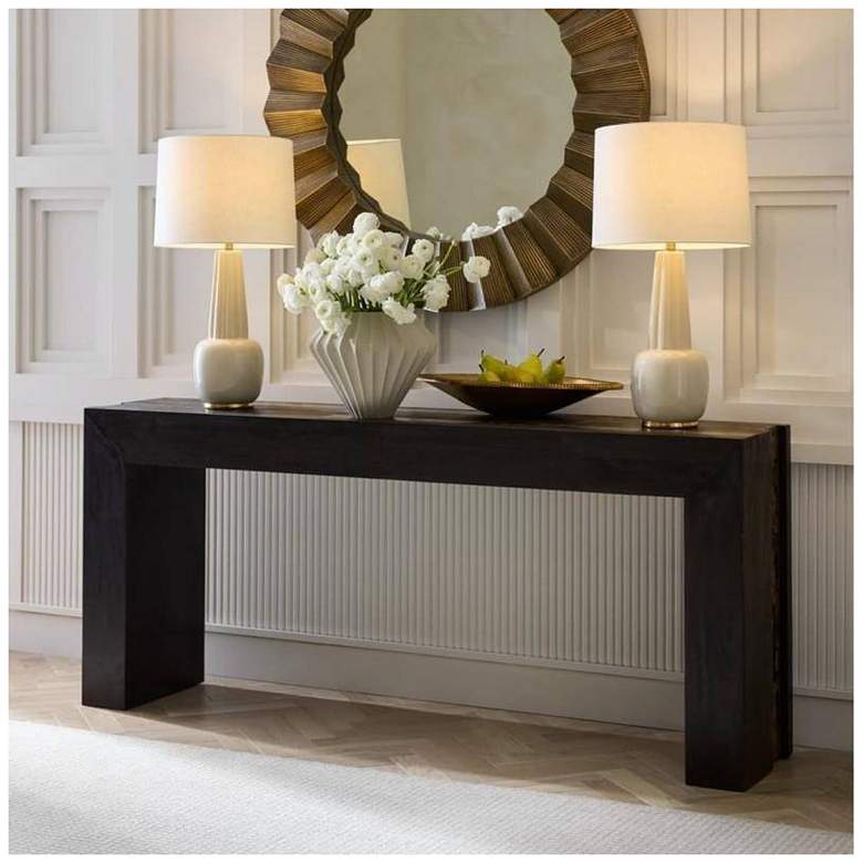 Image 1 Arteriors Kingston Umber Wood Console Faux Horn