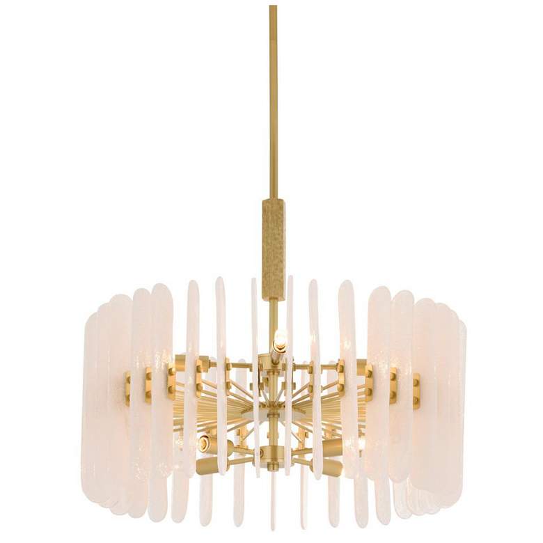 Image 1 Arteriors Klaus Clear Seedy Slump Glass Chandelier 25.5" Antique Brass