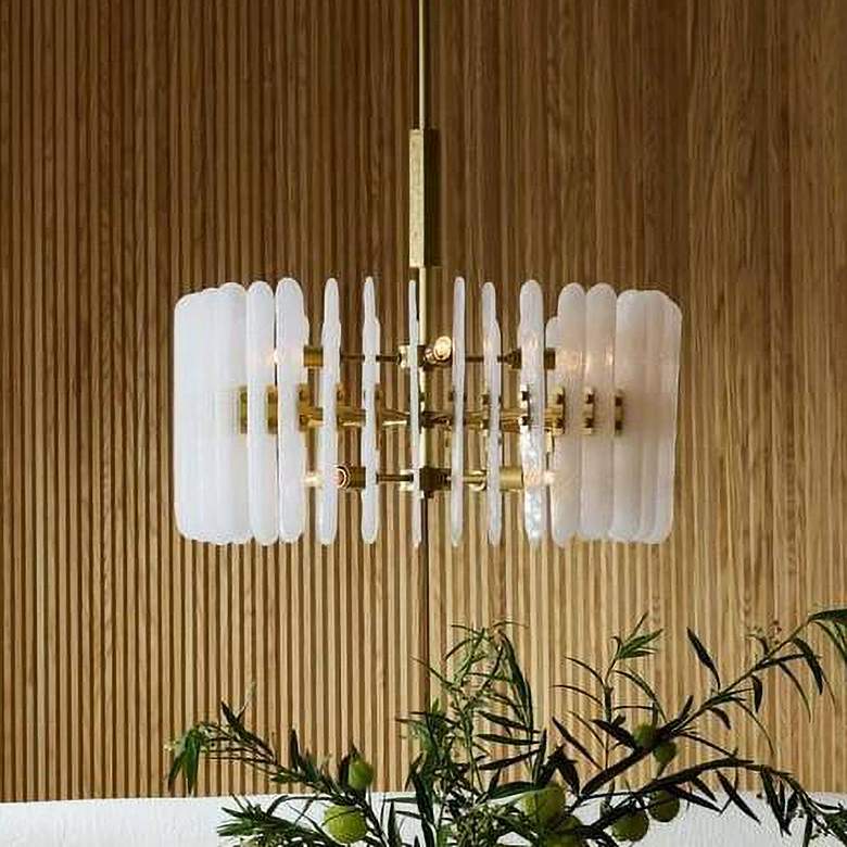 Image 1 Arteriors Klaus Clear Seedy Slump Glass Chandelier 25.5" Antique Brass