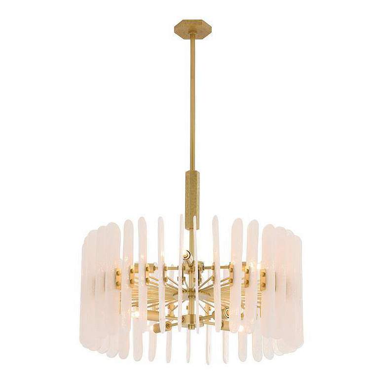Image 3 Arteriors Klaus Clear Seedy Slump Glass Chandelier 25.5" Antique Brass more views