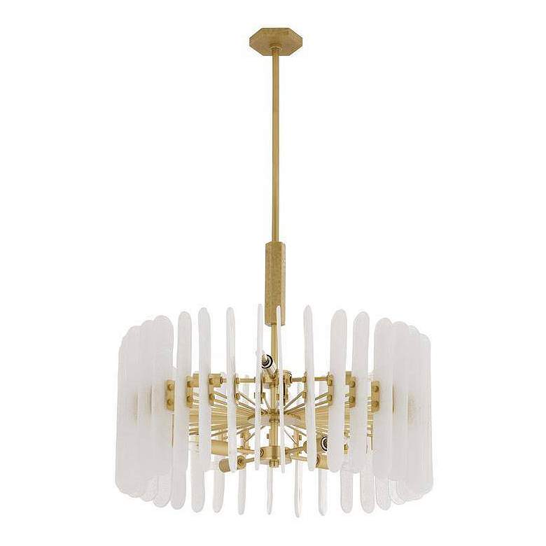 Image 4 Arteriors Klaus Clear Seedy Slump Glass Chandelier 25.5" Antique Brass more views