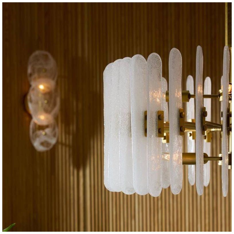 Arteriors Klaus Clear Seedy Slump Glass Chandelier 25.5" Antique Brass