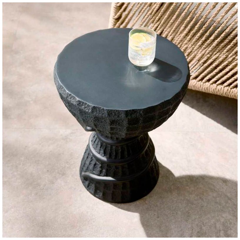 Image 7 Arteriors Kobra Outdoor Accent Table Black Volcanic Ash more views