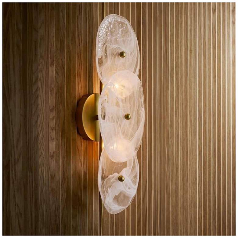 Image 1 Arteriors Kylie White Glaze Glass Sconce 30" Antique Brass