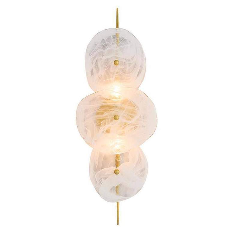 Image 3 Arteriors Kylie White Glaze Glass Sconce 30" Antique Brass more views