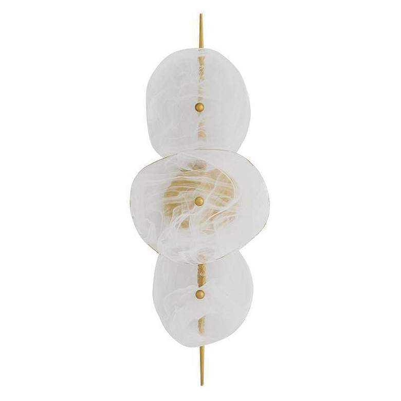 Image 4 Arteriors Kylie White Glaze Glass Sconce 30" Antique Brass more views