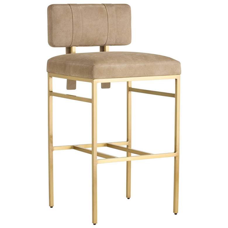 Image 1 Arteriors Laney Aniline Suede Bar Stool Taupe