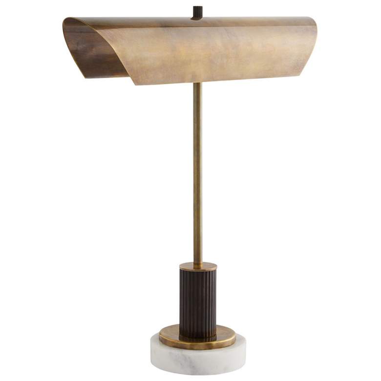 Image 1 Arteriors- Lansing Lamp- 19" Vintage Brass, White Marble, Bronze