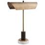 Arteriors- Lansing Lamp- 19" Vintage Brass, White Marble, Bronze